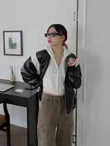 ベルベット クロップ フード ジップアップ / Velvet Crop Hood Zip Up (4color)