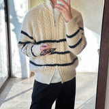 LMN High Twisted Doughnut Patterned Zip-Up Half Turtleneck Knitwear (4 colors)