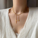 クロスコイン2WAYボールドショートロングネックレス / soe Cross Coin Two Way Bold Short Long Necklace