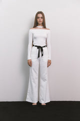 Glitter Tweed Pants White