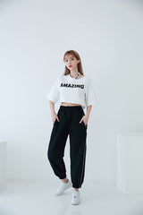 チョーカーショートスリーブクロップTシャツ / TOP(6656) Choker Short Sleeve Crop Tee