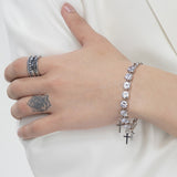 LITTLE CROS HALF CUBIC&CHANIN BRACELET (6585492602998)