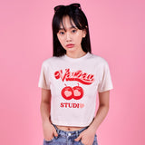 ツインアップルハートクロップTシャツ
