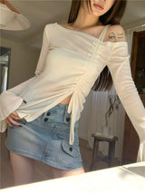 Belua off-shoulder long-sleeved tee