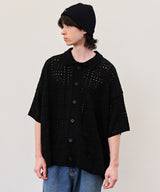LACE POLO KNIT CARDIGAN (BLACK)