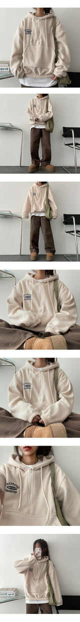 Crete Embroidery Fleece Semi-Zipup Hoodie