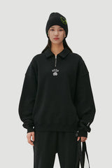 Cherry Bear Half Zipup Crewneck_Black (6684837216374)