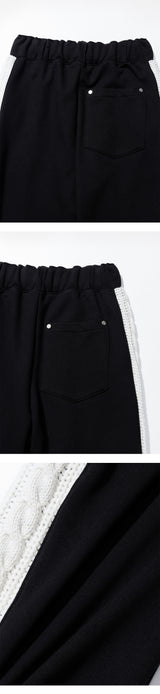 Mixed Fabric Knit KUYRI K Track Pants (Resort Black)