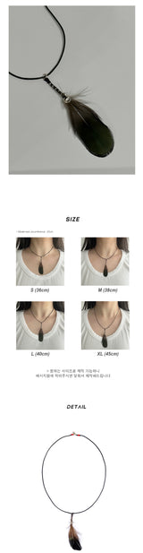 シルバーペンダントフェザーネックレス / [CCNMADE] Silver Pendant Feather Necklace