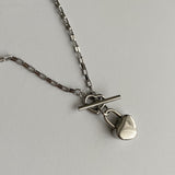 サージカルスチールハートトグルバーネックレス/htt Surgical steel heart toggle bar lock necklace