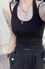 ホルターネックバックレスレイヤードスリーブレス / Halter neck Backless Layered Sleeveless