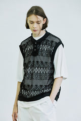 クロシェリップベスト/crochet rip vest black