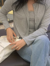メープルスリムカーディガンノースリーブセット / Maple Slim Cardigan Sleeveless Set (3 colors)