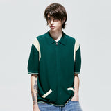 バーシティハーフニットジップアップ / varsity half knit zip-up green