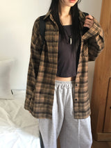 Gaten brushed check long-sleeved shirt