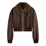 Crop Neck Buckle Suede Jumper Mustang