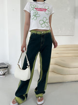 ネオンラインデニムパンツ/neon line denim pants