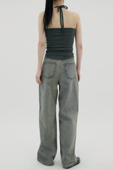 シャーリングホルターネックスリーブレス / Shirring halterneck sleeveless (5color)