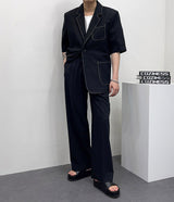 タップリネンステッチ半袖ジャケット / TAP Linen Stitch Short-Sleeved Jacket