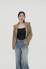 カラプレッツェルニットジップアップ / Kara pretzel knit zip-up (5color)