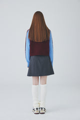 ボウクル2WAYジップアップニット / Boucle 2way Zip-up Knit [Burgundy]