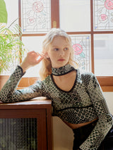 Patchwork halterneck Top (Green)