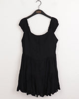 ウィロンシフォンキャップスリーブボタンプリーツフレアミニワンピース / Willon Chiffon Cap Sleeve Button Pleated Flare Mini One Piece