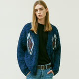 CHIMAYO PATTERN BRUSHED CARDIGAN NAVY