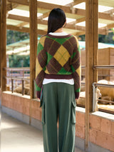 Mohair Argyle Knit Pullover