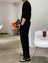 ニューゲントオーシャンアイスプリーツセットアップロングワイドパンツ / New Gent Ocean Ice Pleats Set-up Long Wide Pants (2 colors)