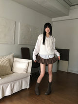 Shaka Ribbon Shirring Boucle Knit T-shirt