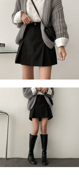 Hip Pleats Short Mini Skirt