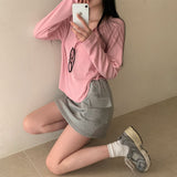 リブドボタンラウンドTシャツ