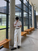 ピアーステッチラインワイドコットンパンツ