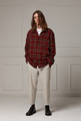 Loose-fit check shirts - Wine (4622120878198)