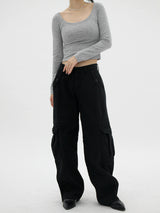 ヒーラインUネックTシャツ / Healline U Neck T-shirt (4color)