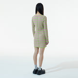 マルチカラーインターロックドレス / GREEN MULTI COLOR INTERLOCK DRESS