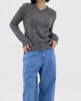 アルファシースルーVネックニット / Alpha see-through V-neck knit (4color)