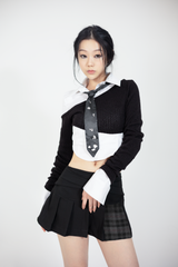 ワンショルダークロップニット / ONE SHOULDER CROP KNIT #BLACK