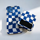 Checkerboard Blue Iphone Hard case (6674345066614)