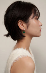 green onyx ball earring