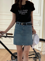 ルシャレタリングＴシャツ / LES CHATS LETTERING T-SHIRT BLACK
