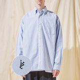 VZロゴビックオーバーフィットオックスフォードストライプシャツスカイブルー/VZ Logo Big Over Fit Oxford Stripe Shirt Skyblue (6683362787446)