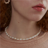 [925 SILVER] Pure Oval Freshwater Necklace