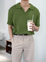アンダーブックルオープンカラーショートスリーブニットウェア / Ander Bookle Open Collar Cool Short-Sleeved Knitwear (4 colors)