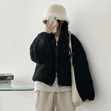 [Quilted] Two-way String Dumble Wool Collar Pocket Zip-Up Jumper