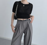 Chemistry Square Cropped Short-Sleeved Knitwear [4 colors]