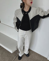 モーターカラーマッチングレザージャケット / motor color matching leather jacket