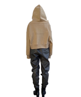 エンボスクロップドフーディー/Emboss Cropped Hoodie-BEIGE