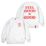 フィールグット オーバーサイズヘビースウェット/22 FEEL GOOD OVERSIZED HEAVY SWEAT CREWNECK WHITE MELANGE / BLACK